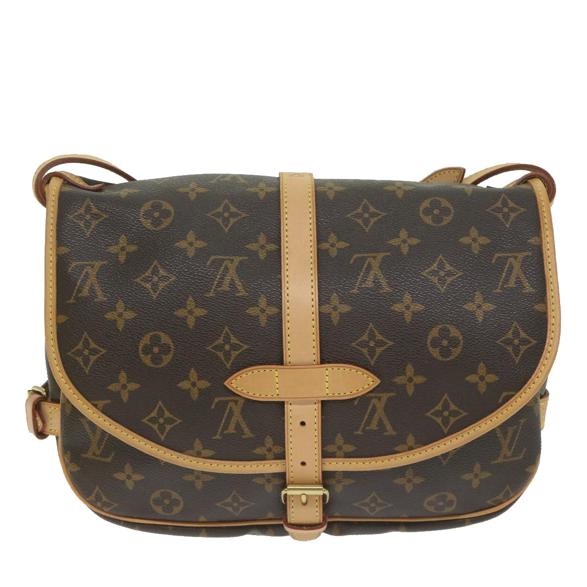Louis Vuitton Saumur, Brown, Canvas, shoulder