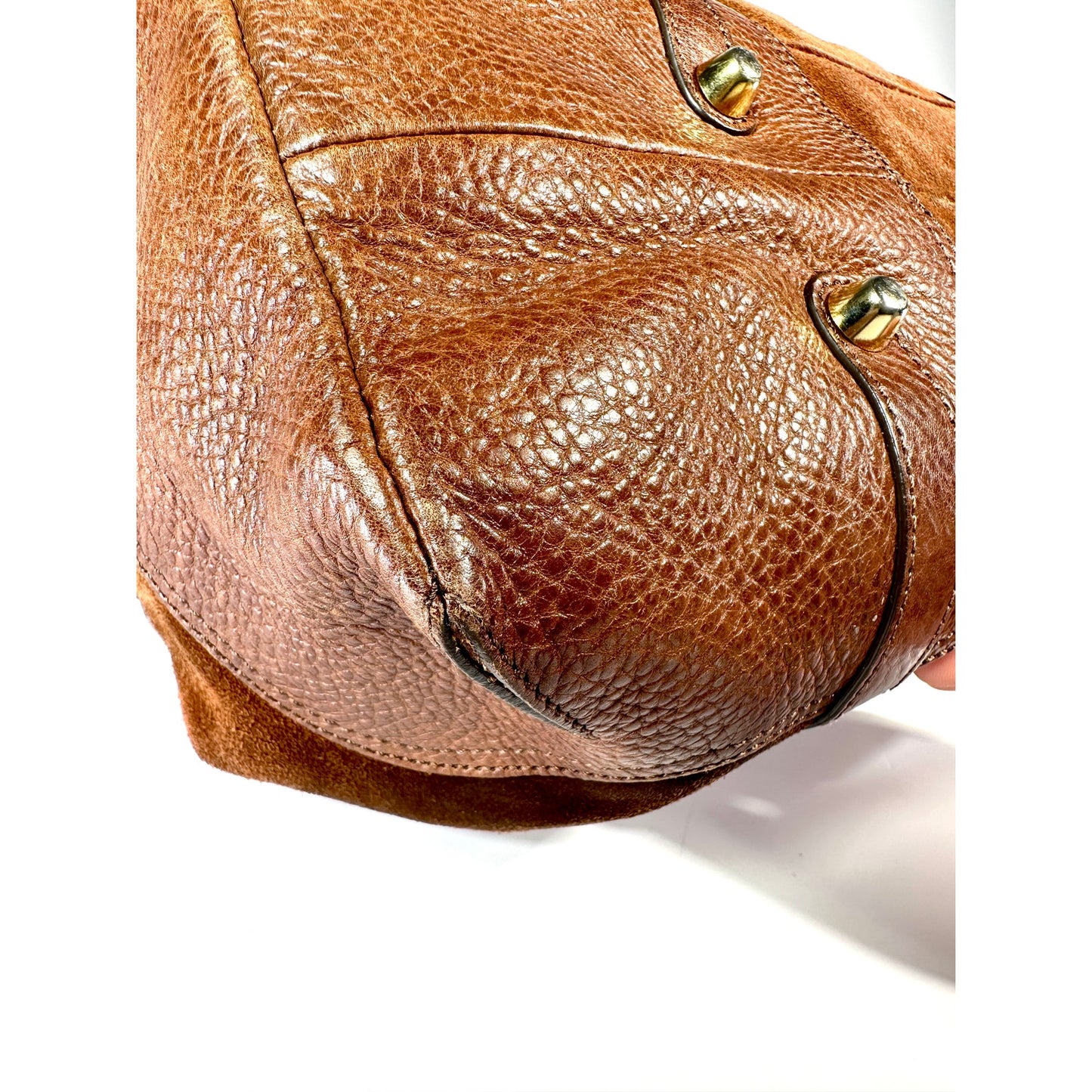 BURBERRY Suede Leather Drawstring Hobo