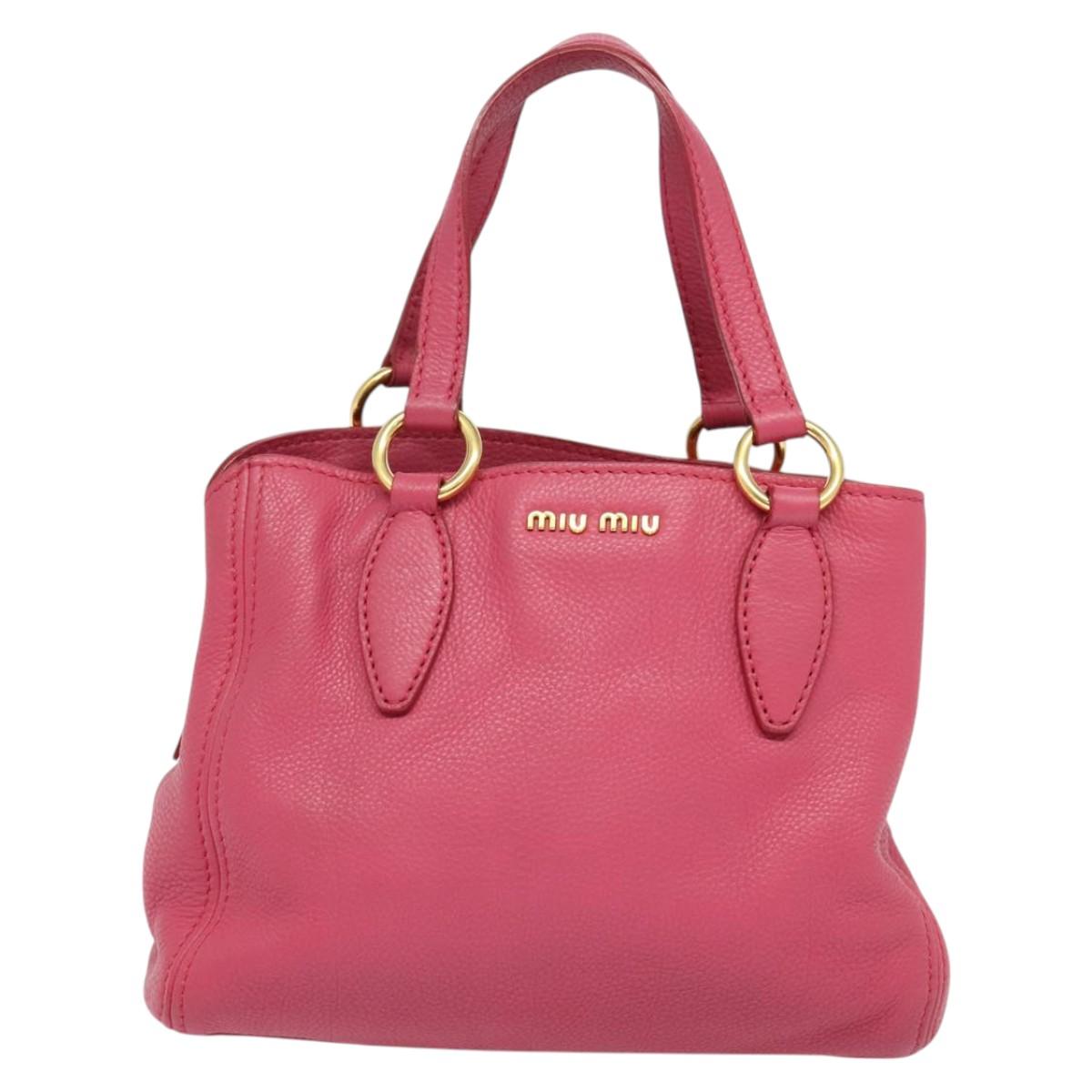 Miu Miu Vitello, Pink, Leather, handbag