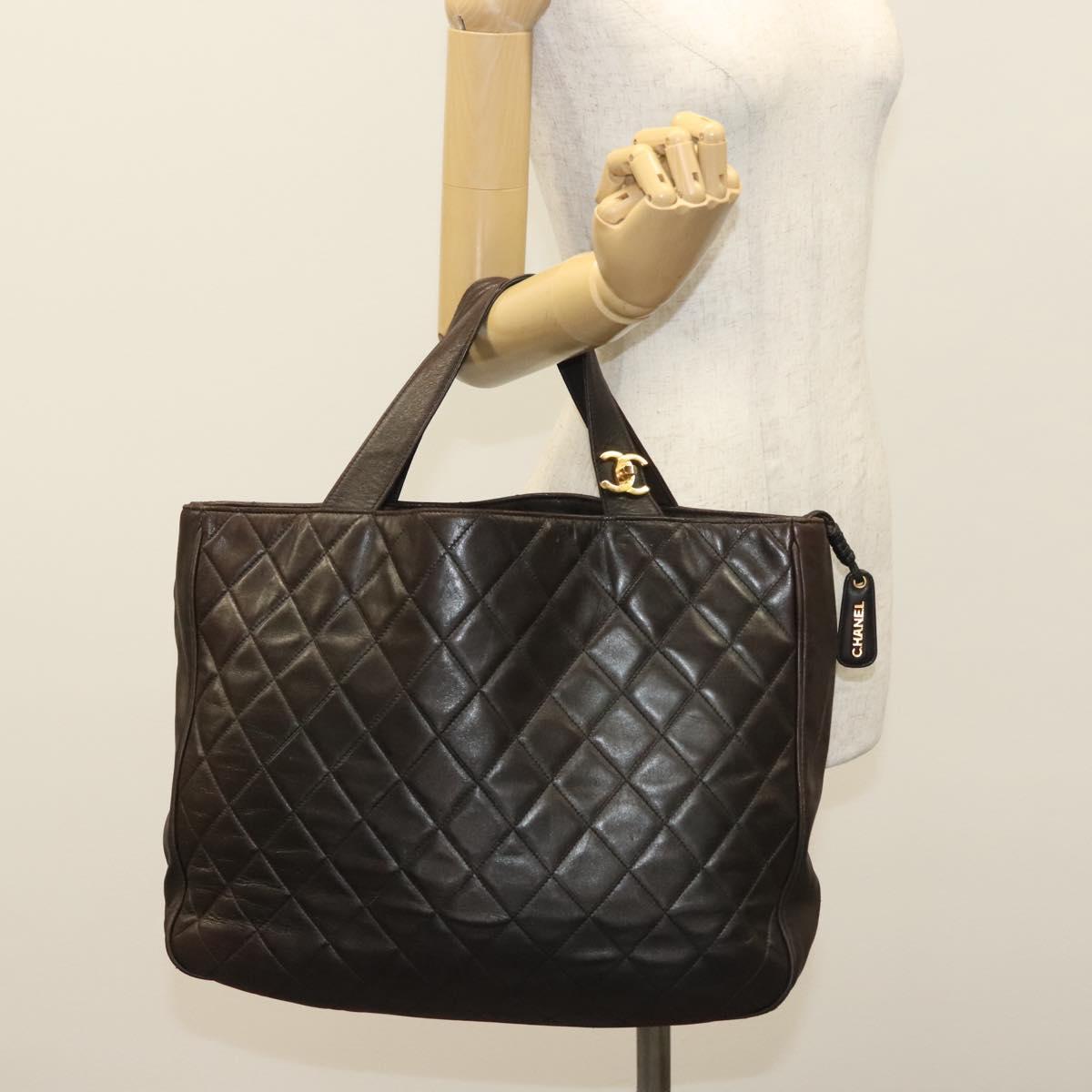 Chanel, "BROWN,GOLD", Leather, tote