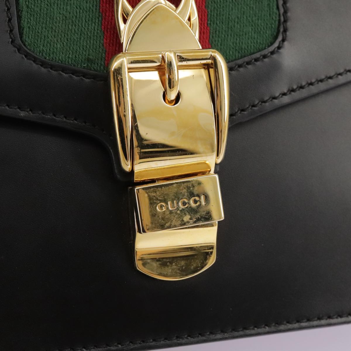 Gucci Sylvie, Black, Leather, shoulder