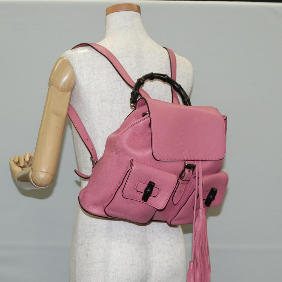 Gucci Bamboo, Pink, Leather, backpack