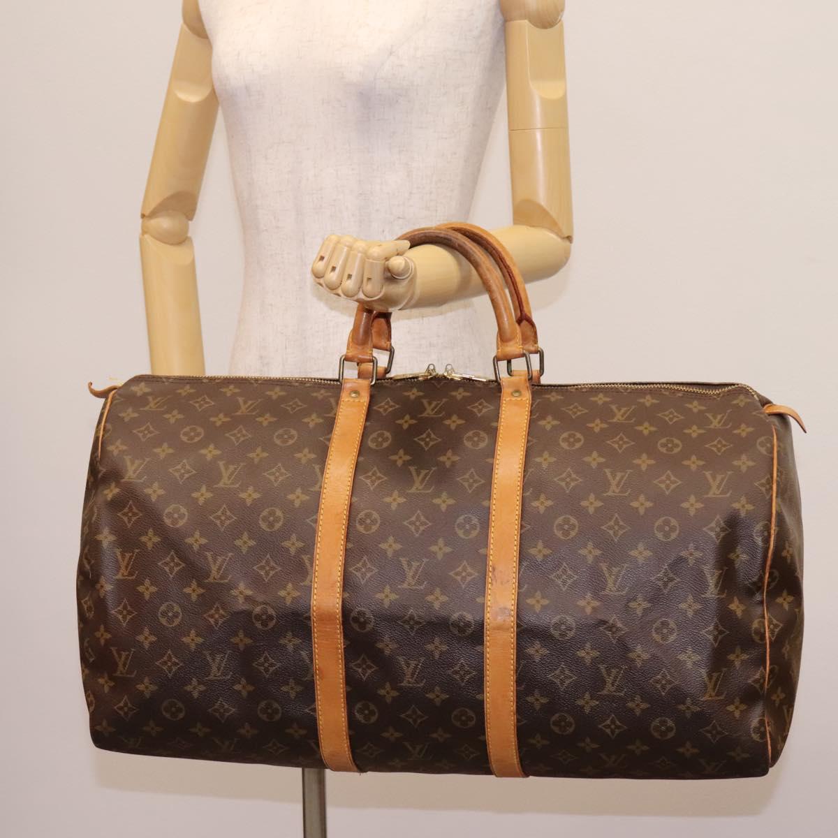 Louis Vuitton Keepall 55, Brown, Canvas, travel