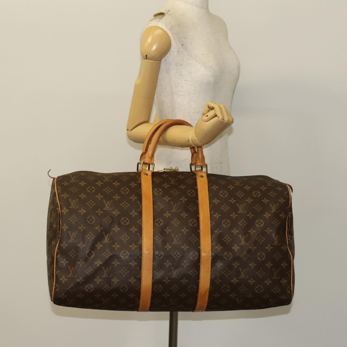 Louis Vuitton Keepall 55, Brown, Canvas, travel