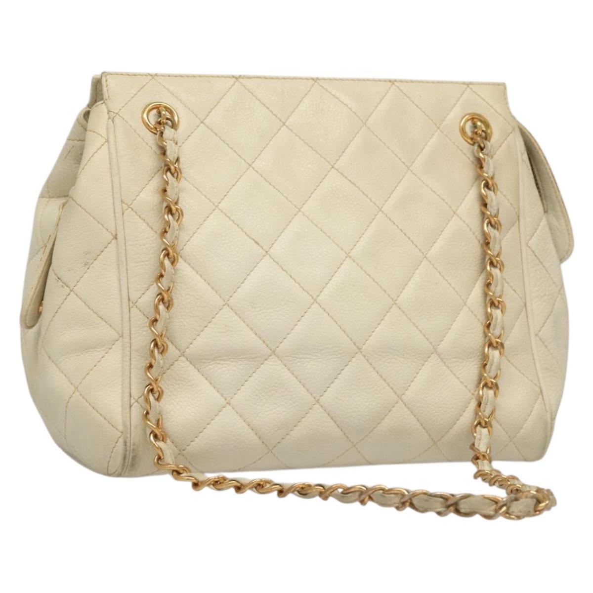 Chanel, White, Leather, shoulder