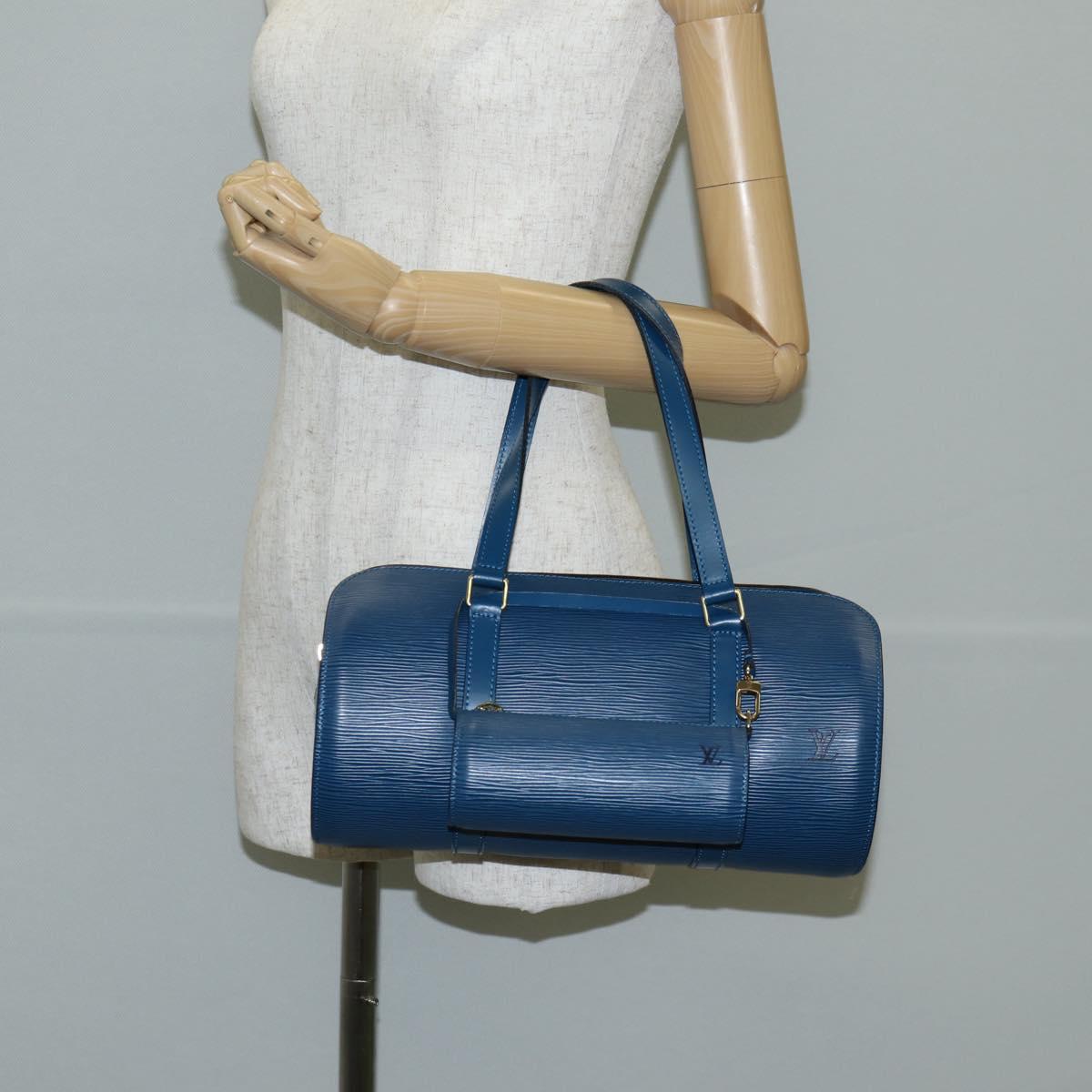 Louis Vuitton Soufflot, Blue, Leather, handbag