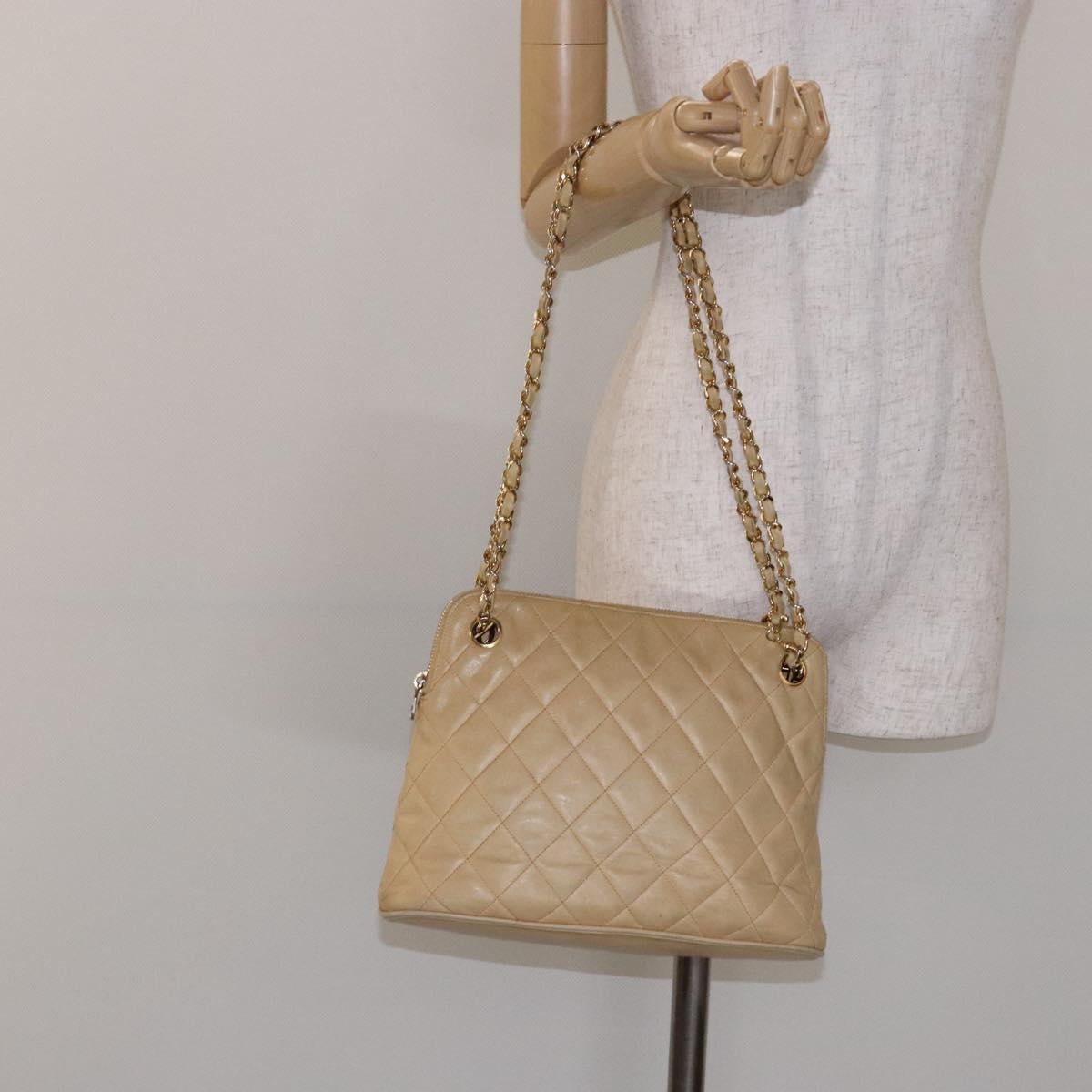 Chanel Quilted, Beige, Leather, shoulder