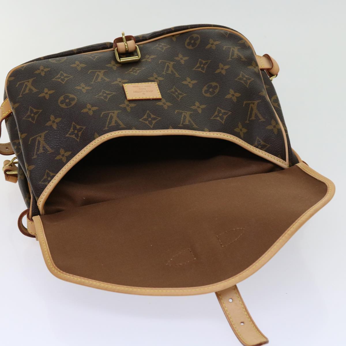 Louis Vuitton Saumur, Brown, Canvas, shoulder