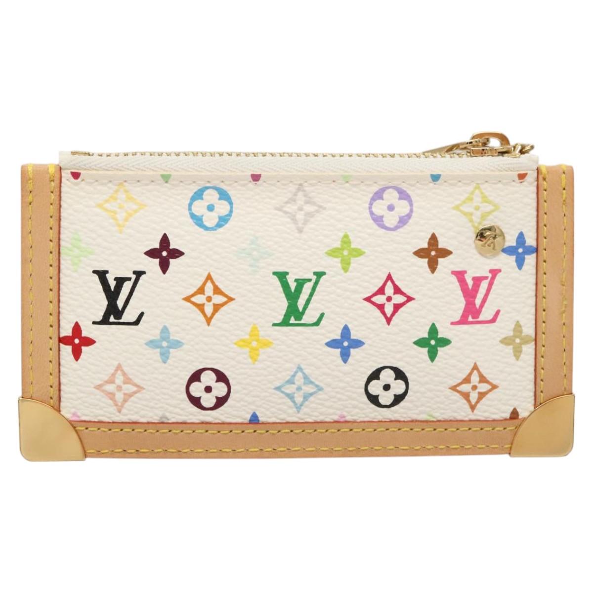 Louis Vuitton Pochette Clés, White, Canvas, wallet