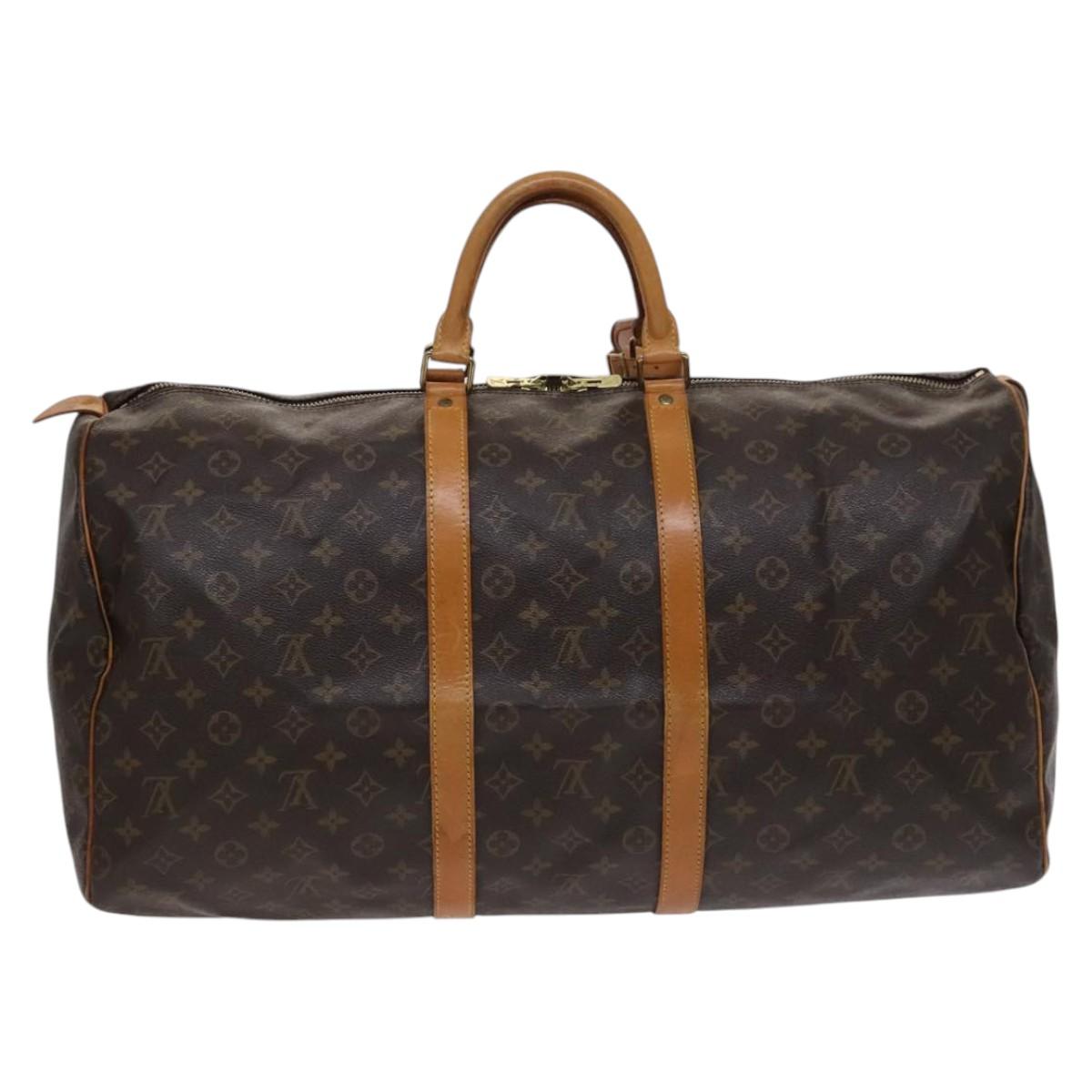Louis Vuitton Keepall 55, Brown, Canvas, travel