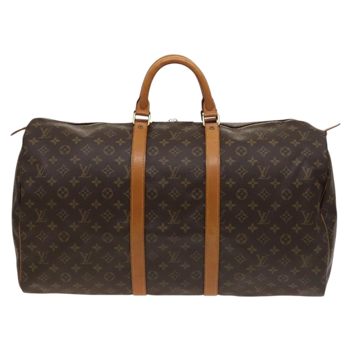 Louis Vuitton Keepall 55, Brown, Canvas, travel