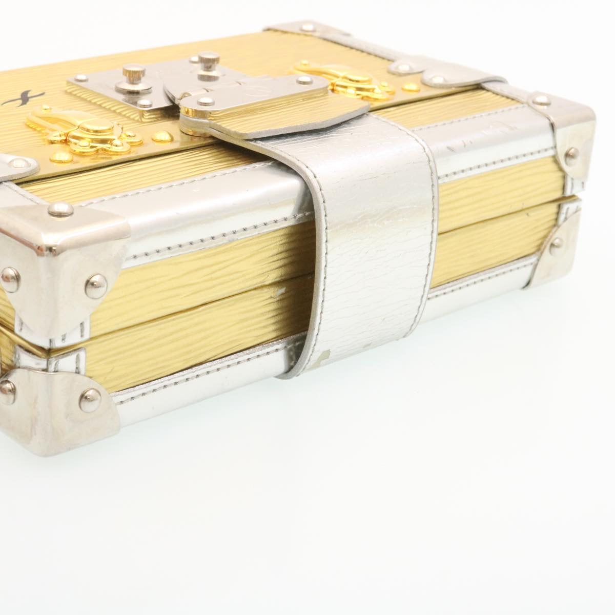 Louis Vuitton Sac Petit Malle, Silver, Leather, shoulder