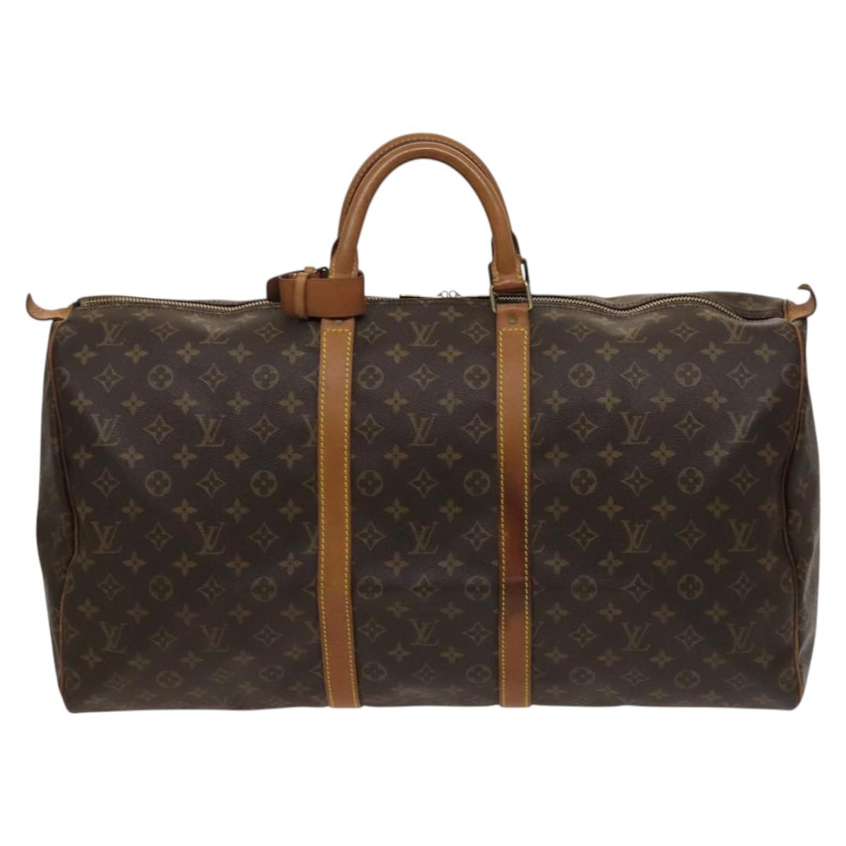 Louis Vuitton Keepall 55, Brown, Canvas, travel