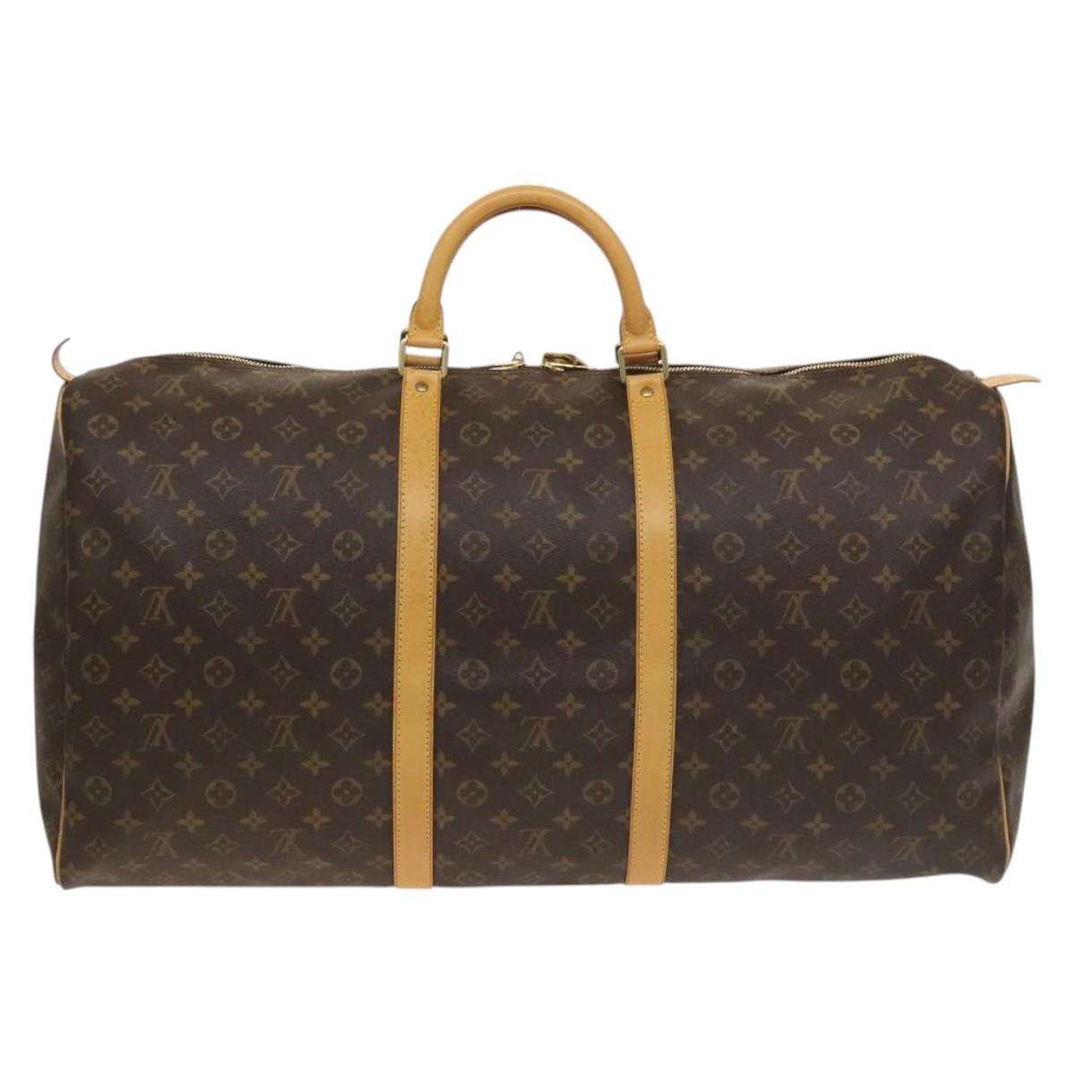 Louis Vuitton Keepall 60, Brown, Canvas, travel