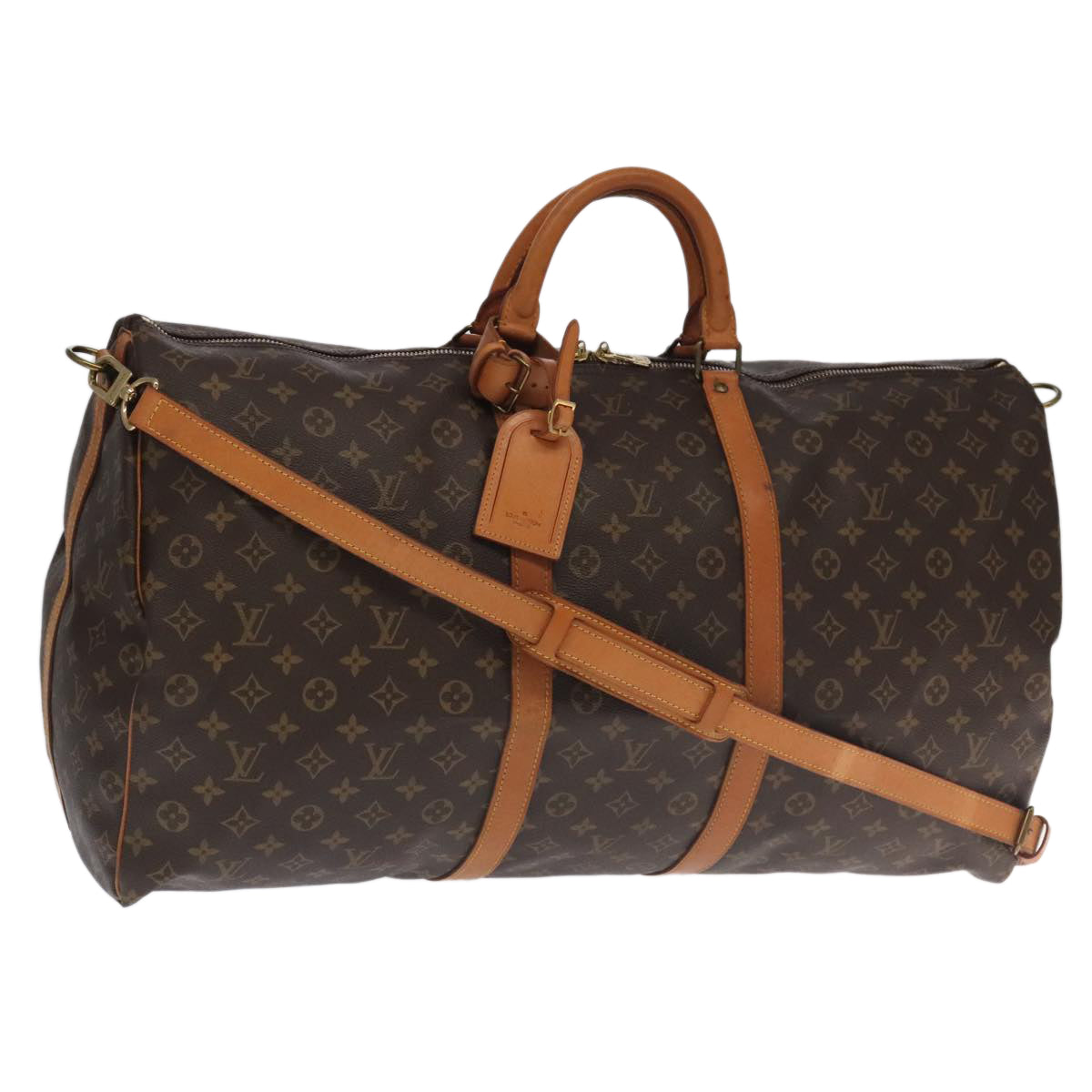 Louis Vuitton Keepall Bandoulière 60, Brown, Canvas, travel