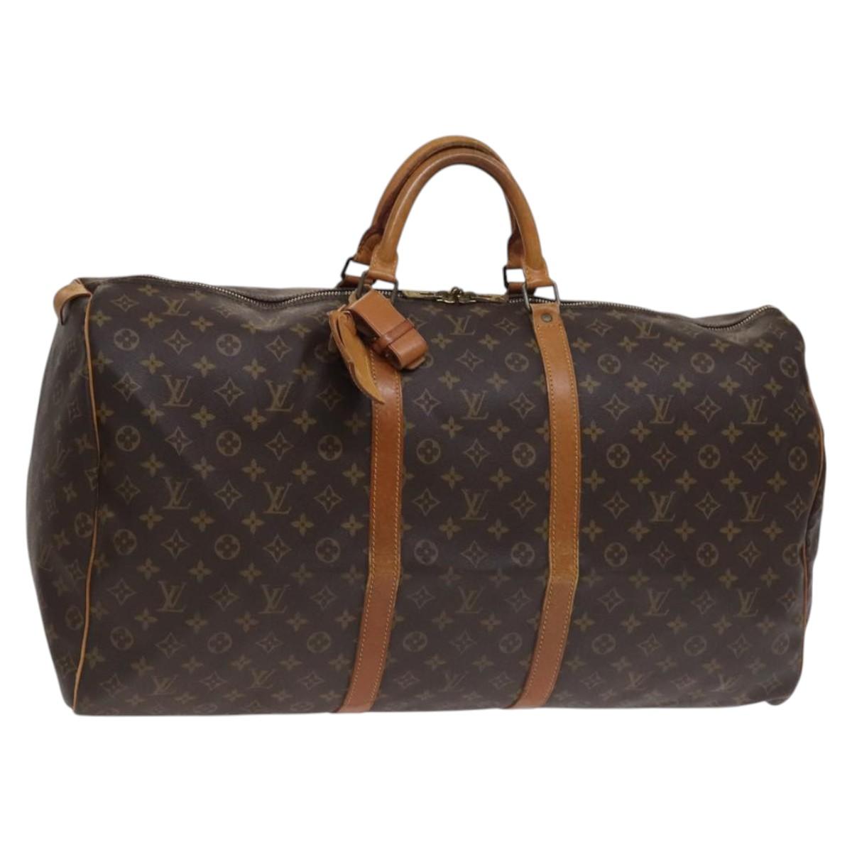 Louis Vuitton Keepall 60, Brown, Canvas, travel