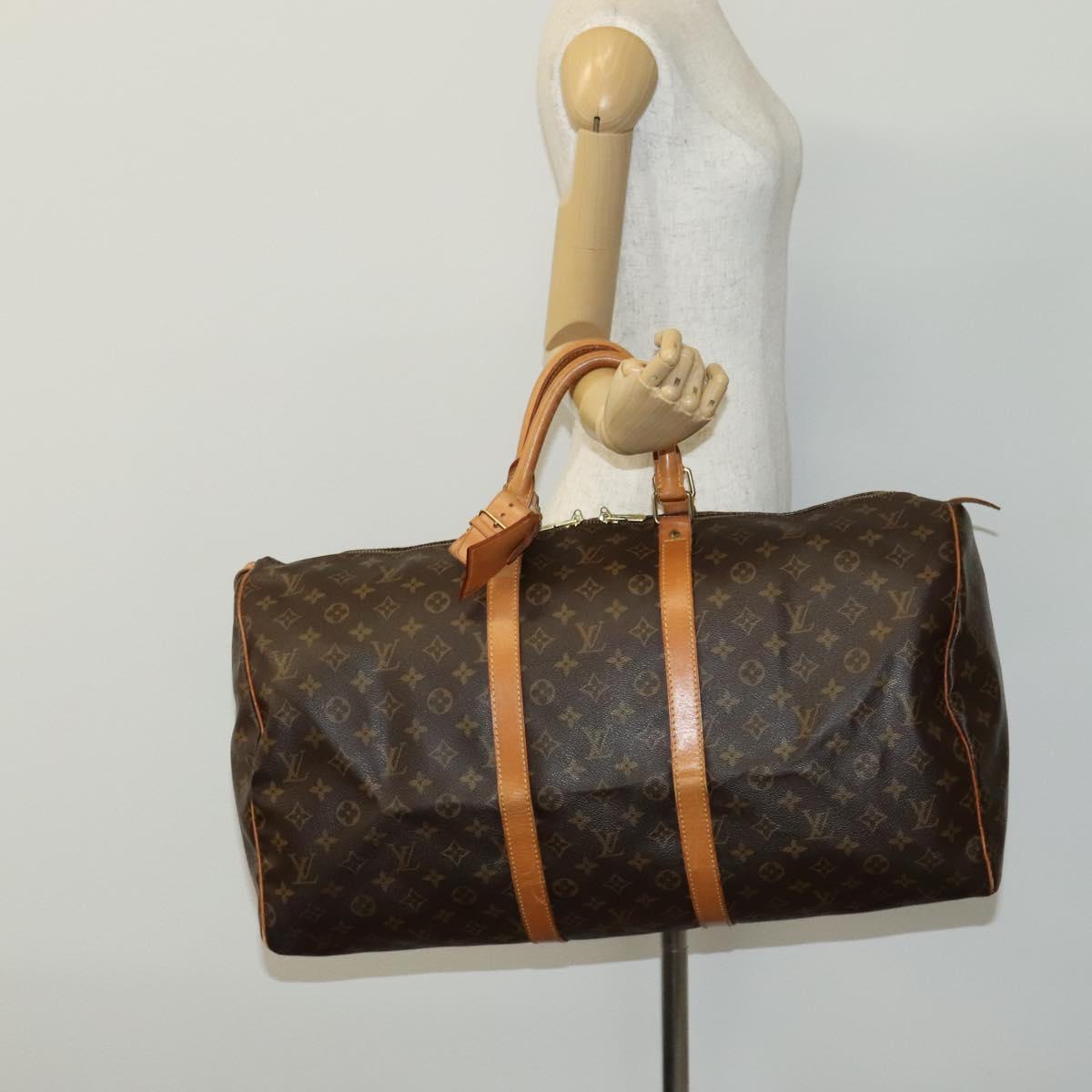 Louis Vuitton Keepall 55, Brown, Canvas, travel