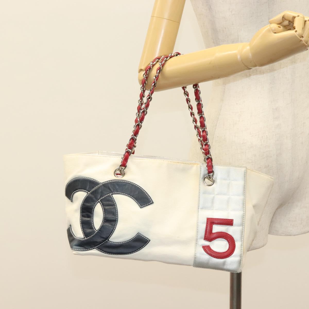 Chanel Numero 5, White, Canvas, tote