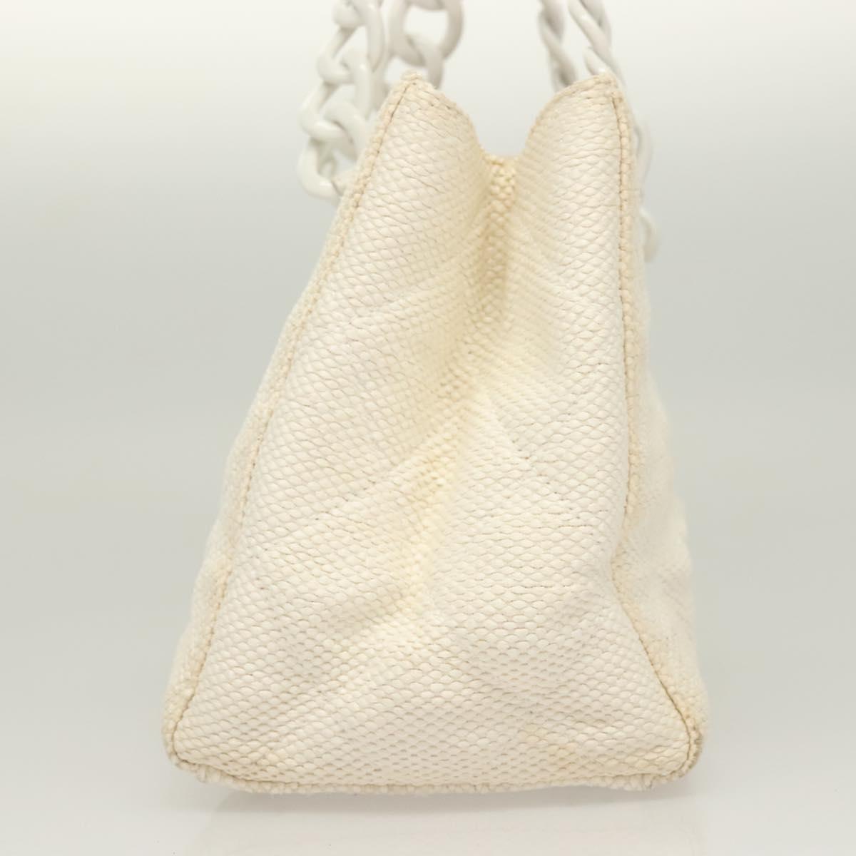 Chanel Logo CC, White, Canvas, shoulder