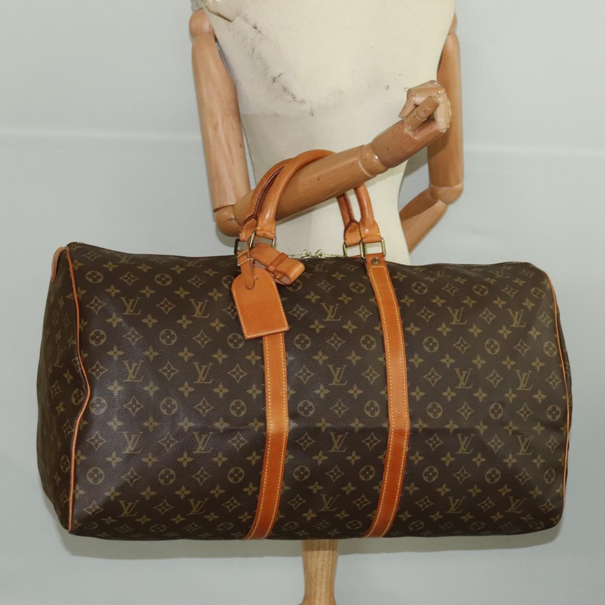 Louis Vuitton Keepall 60, Brown, Canvas, travel
