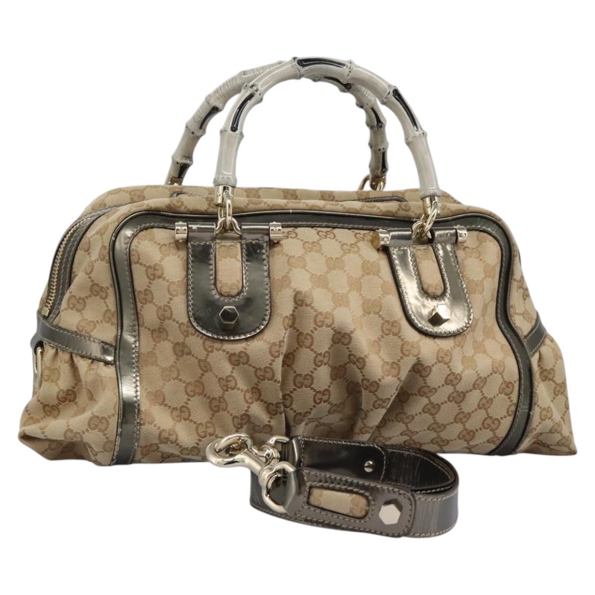 Gucci Bamboo, Beige, Canvas, handbag