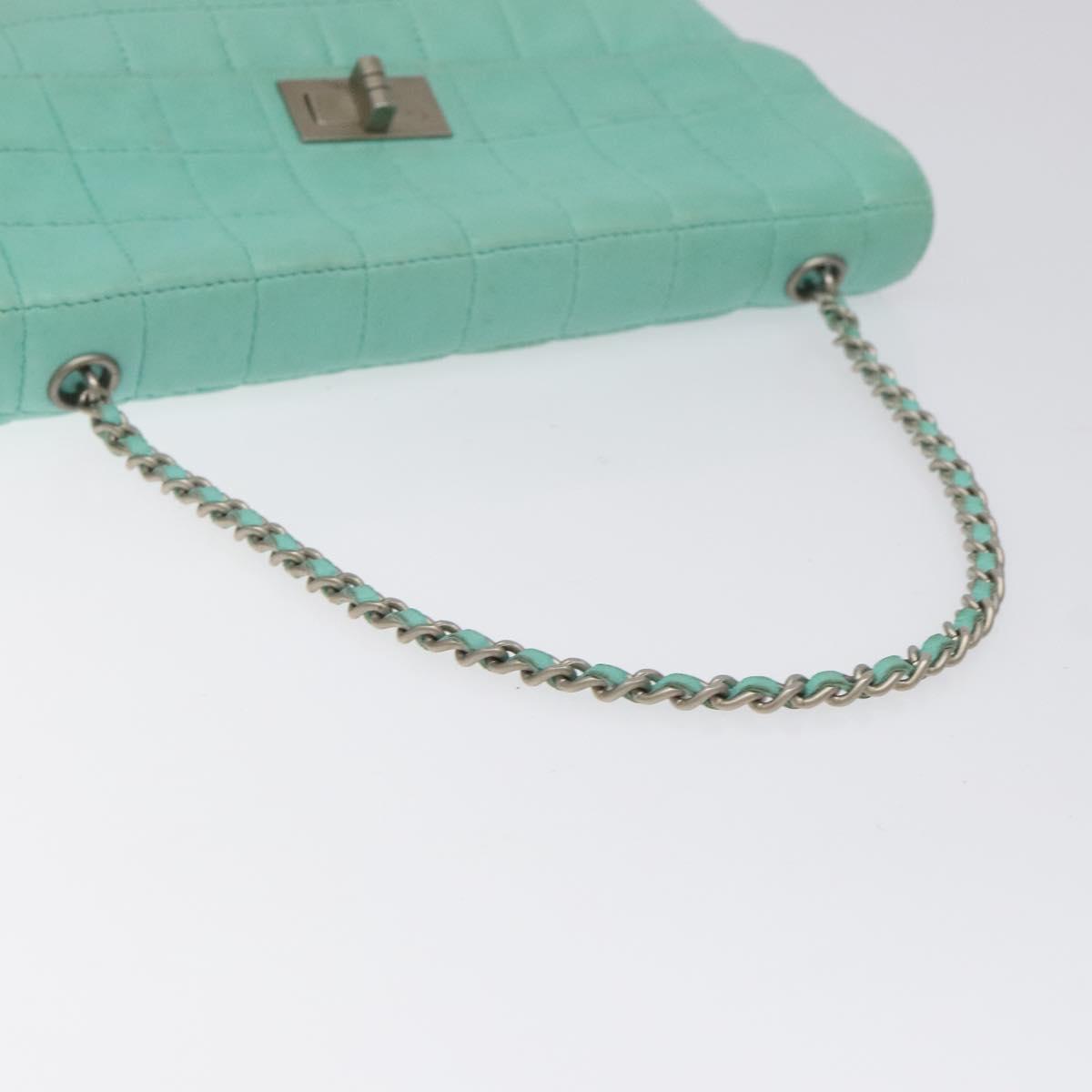 Chanel Chocolate bar, Blue, Leather, shoulder