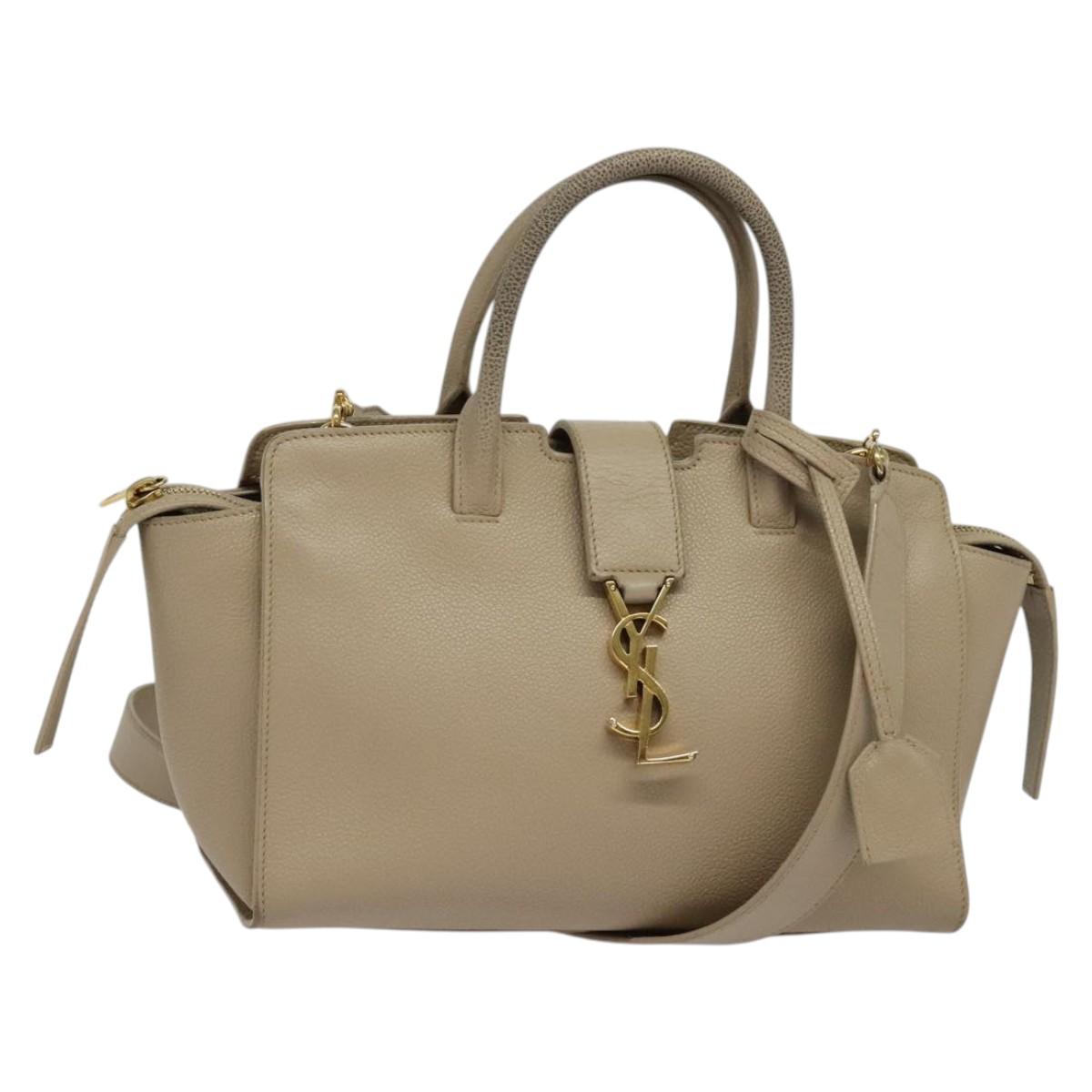 Yves Saint Laurent Downtown, Beige, Leather, handbag