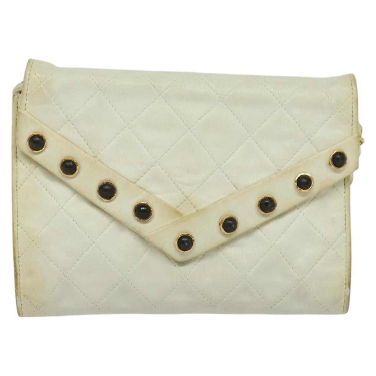 Chanel, White, Leather, shoulder