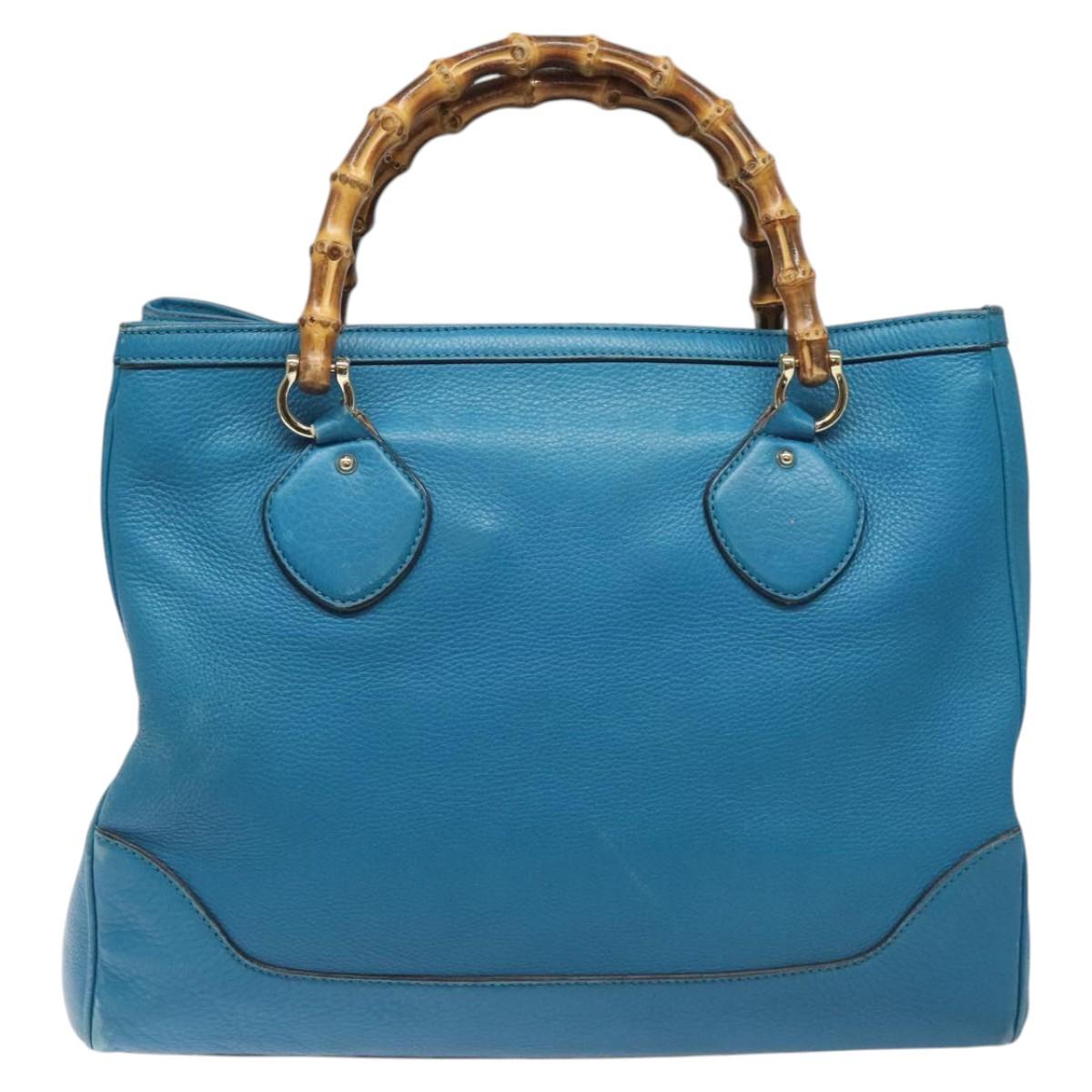 Gucci Bamboo, Blue, Leather, handbag