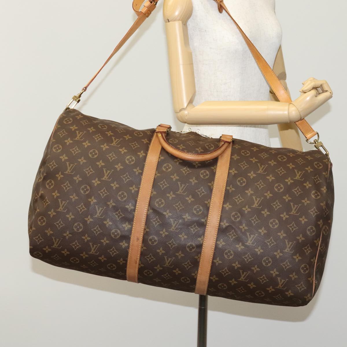 Louis Vuitton Keepall Bandoulière 60, Brown, Canvas, travel