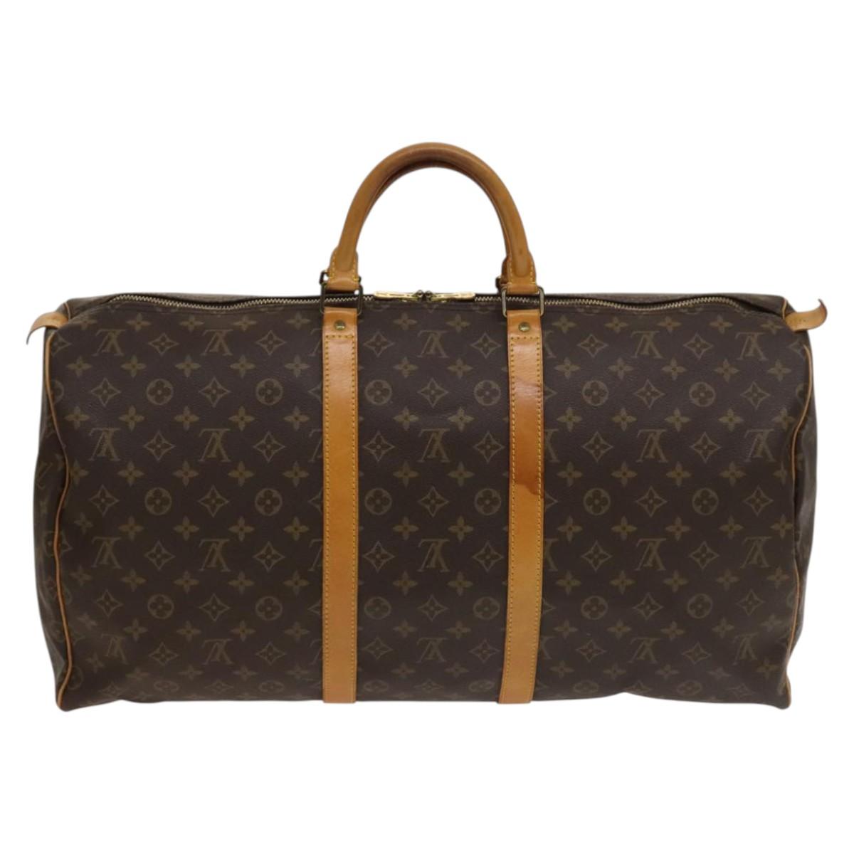 Louis Vuitton Keepall 55, Brown, Canvas, travel