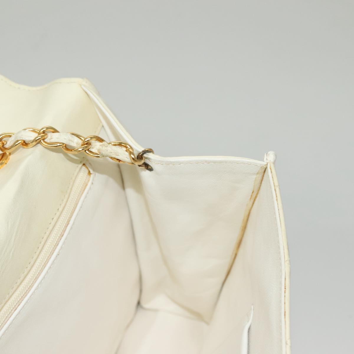 Chanel Demi Lune, White, Leather, shoulder