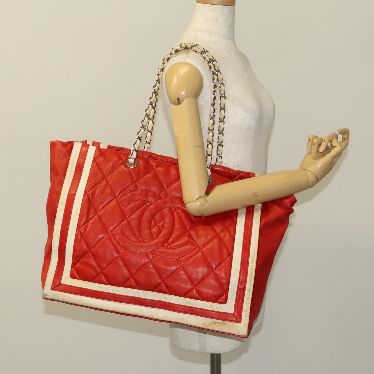 Chanel Coco Mark, Red, Leather, tote