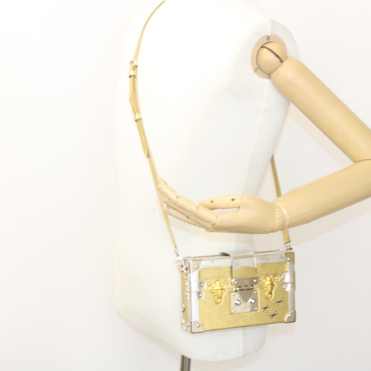 Louis Vuitton Sac Petit Malle, Silver, Leather, shoulder