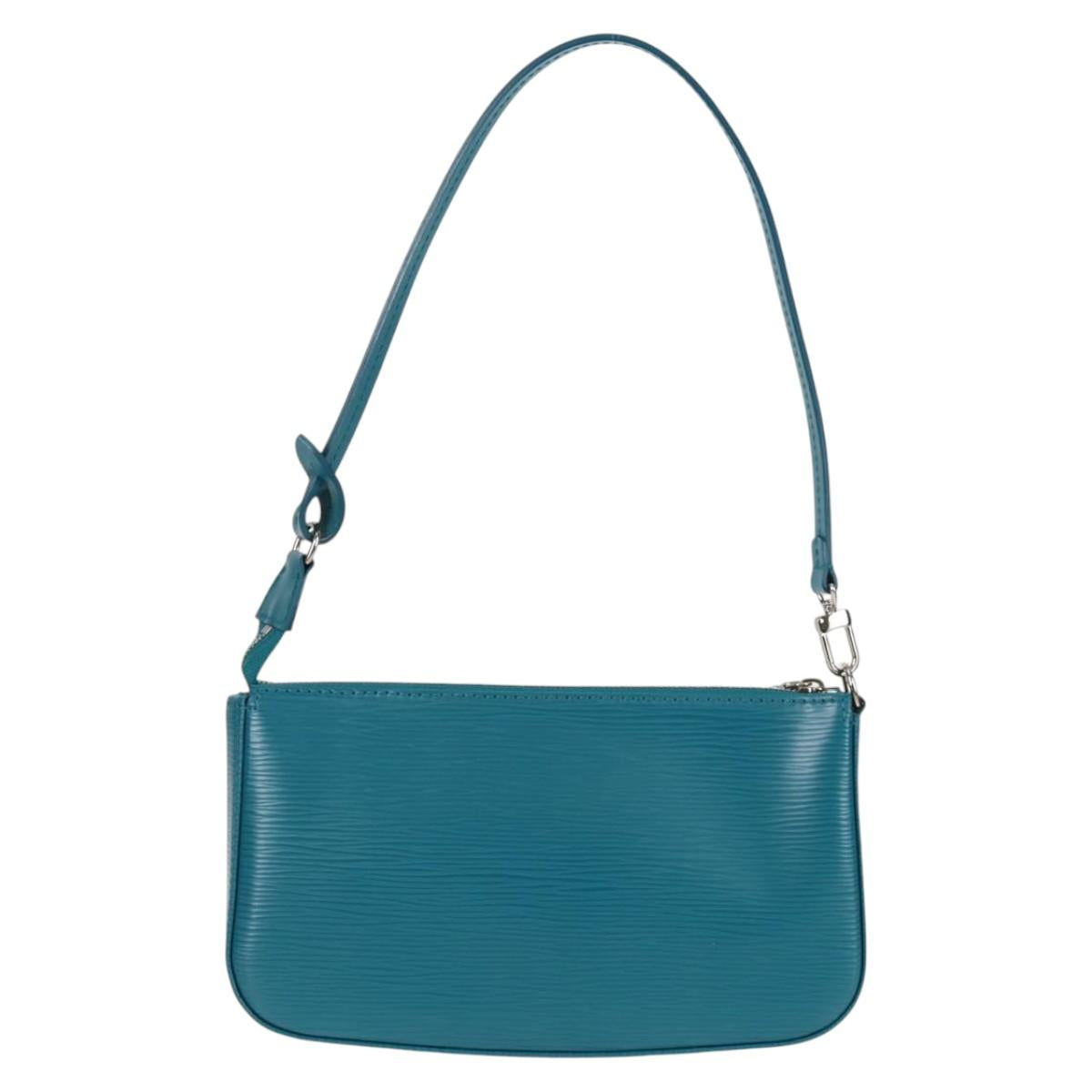 Louis Vuitton Pochette Accessoire, Blue, Leather, clutch