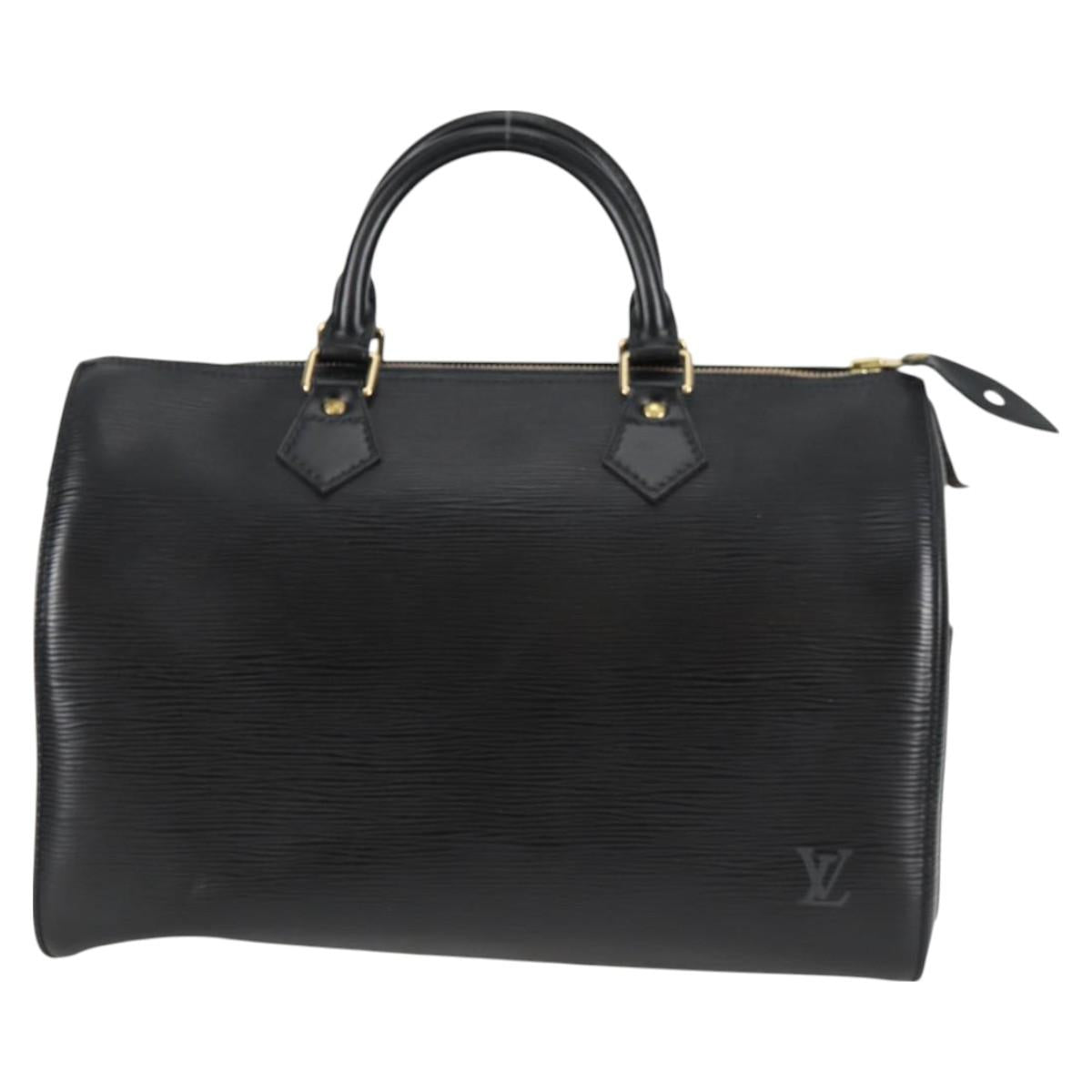 Louis Vuitton Speedy, Black, Leather, handbag