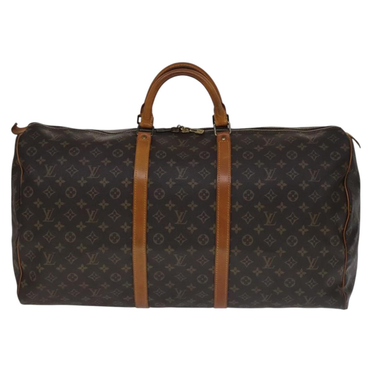 Louis Vuitton Keepall 60, Brown, Canvas, travel