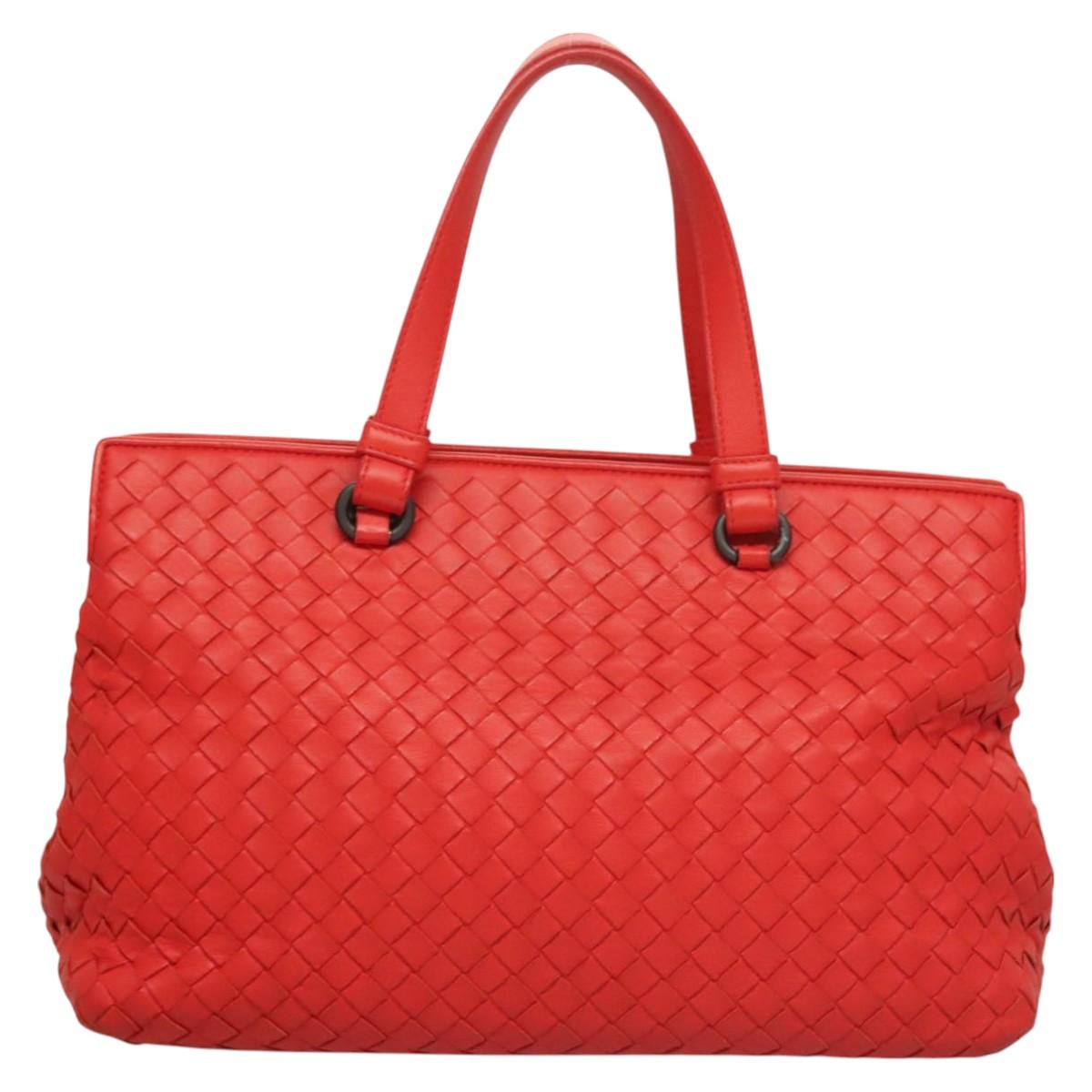 Bottega Veneta Intrecciato, Red, Leather, handbag