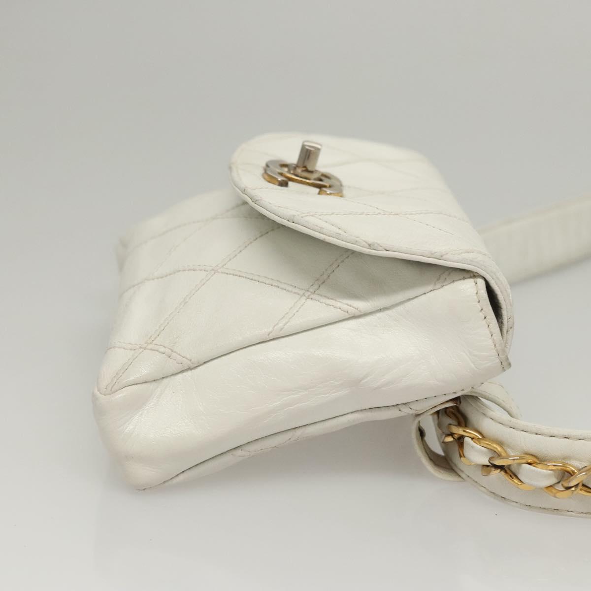 Chanel Cc, White, Leather, shoulder