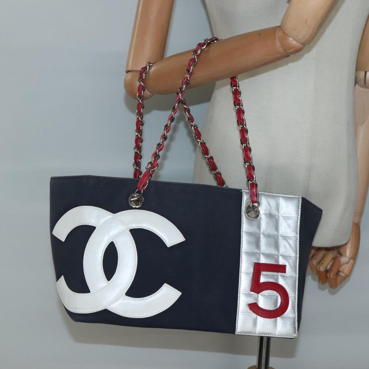 Chanel Numero 5, Navy, Canvas, shoulder
