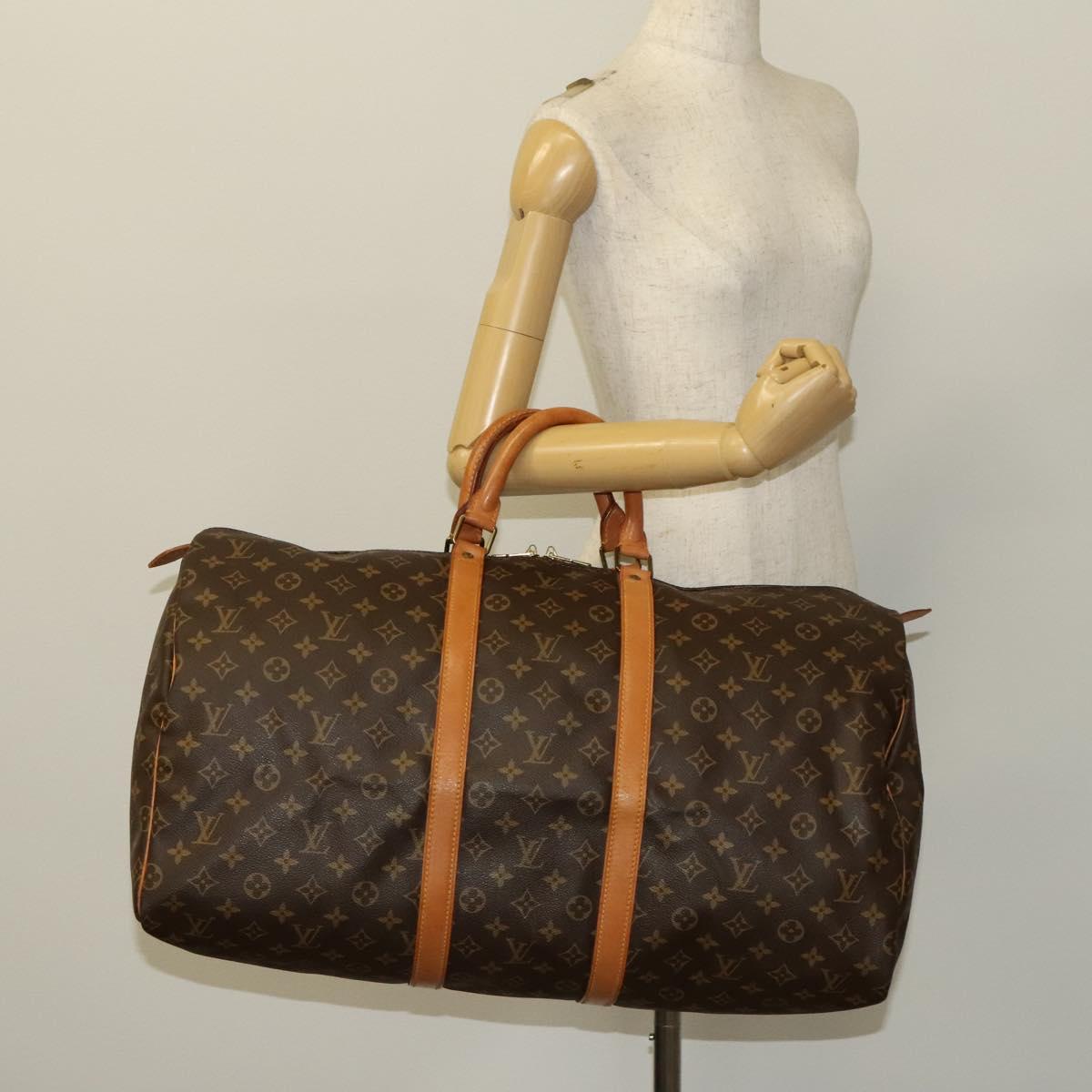 Louis Vuitton Keepall 55, Brown, Canvas, travel