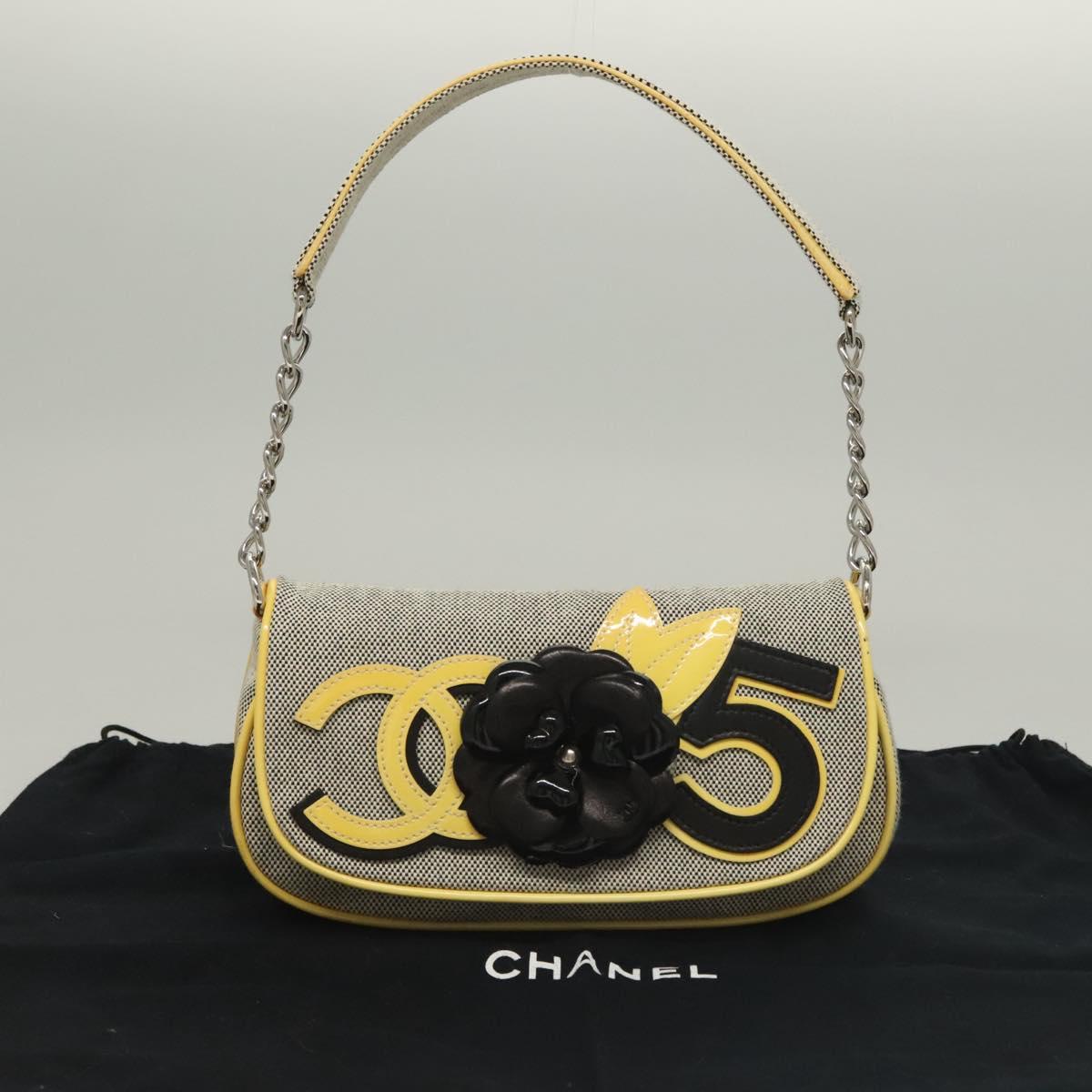 Chanel Camellia, Grey, Canvas, clutch