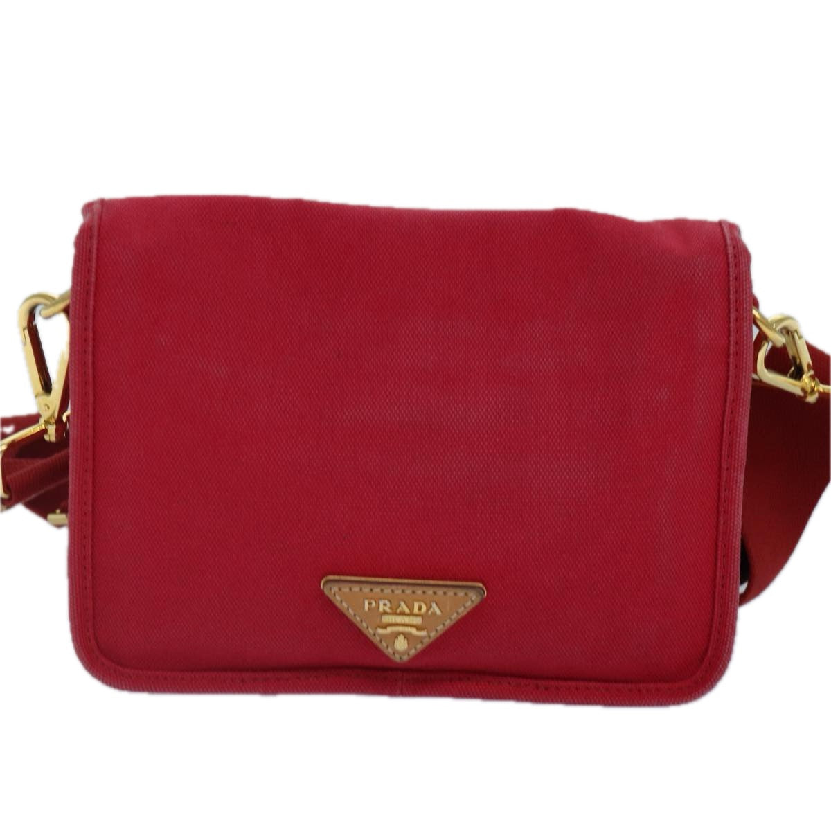 Prada, Red, Canvas, shoulder
