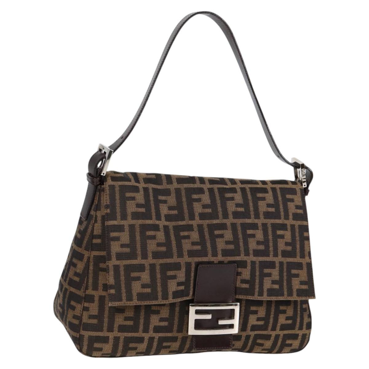 Fendi Mamma Baguette, Black, Canvas, shoulder
