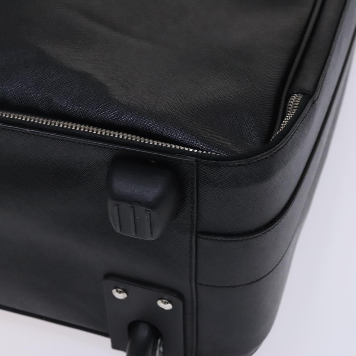 Prada Triangle Logo, Black, Leather, travel