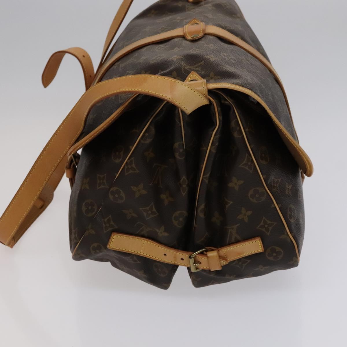 Louis Vuitton Saumur 35, Brown, Canvas, shoulder