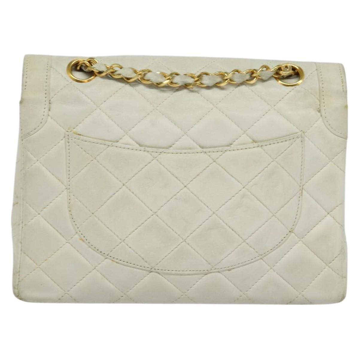 Chanel Double flap, White, Leather, handbag