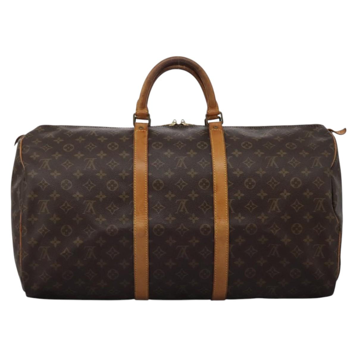 Louis Vuitton Keepall 55, Brown, Canvas, travel