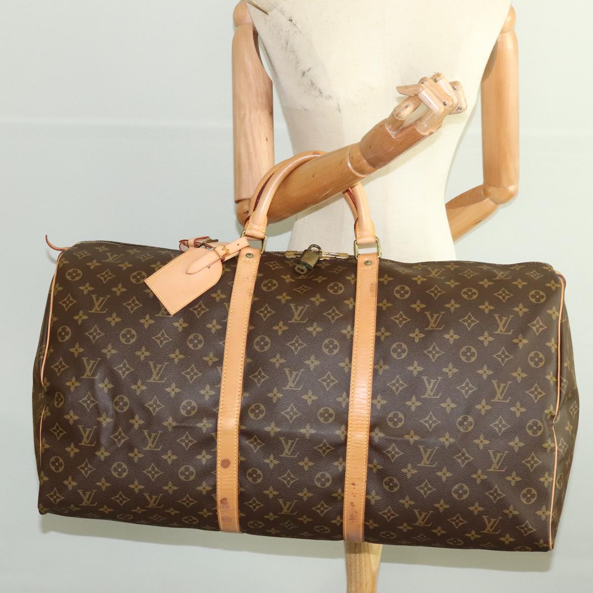 Louis Vuitton Keepall 60, Brown, Canvas, travel