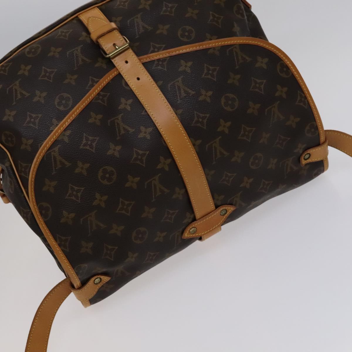 Louis Vuitton Saumur 35, Brown, Canvas, shoulder